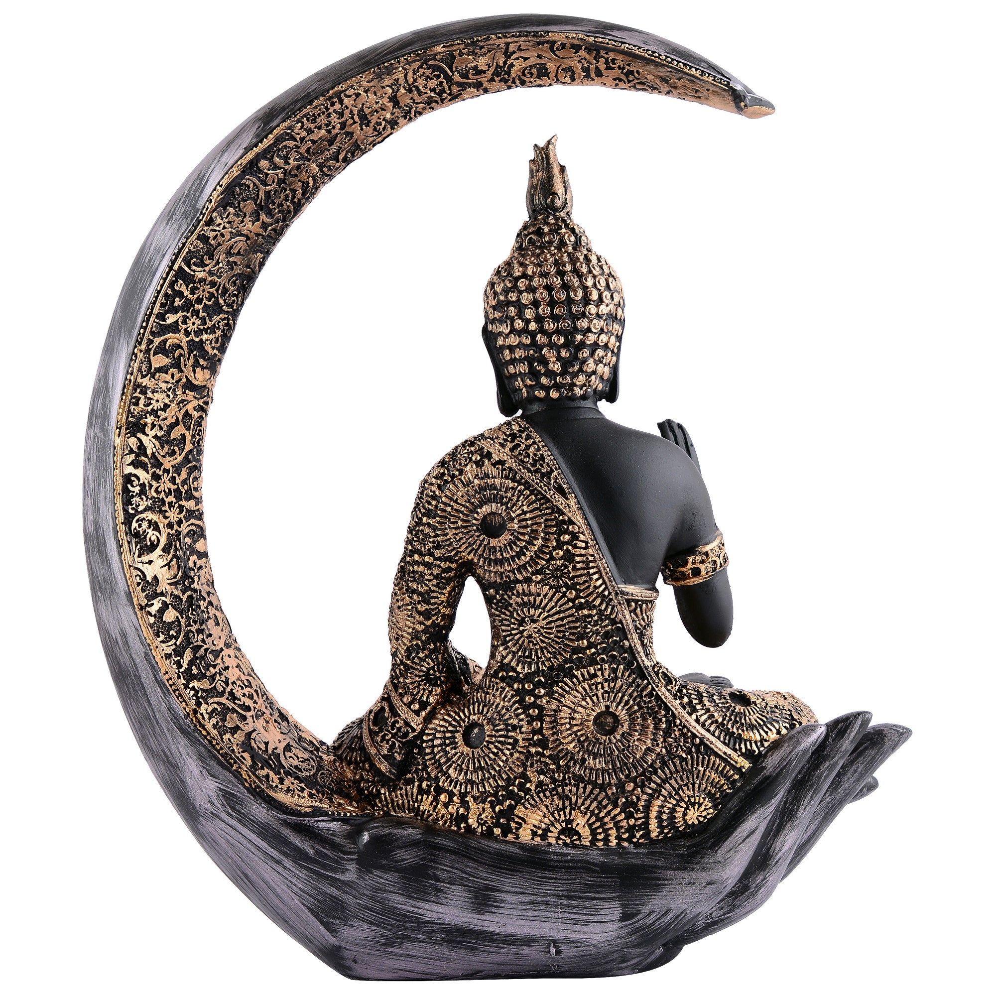 Buddha Sitting On Chand Black with Copper Work