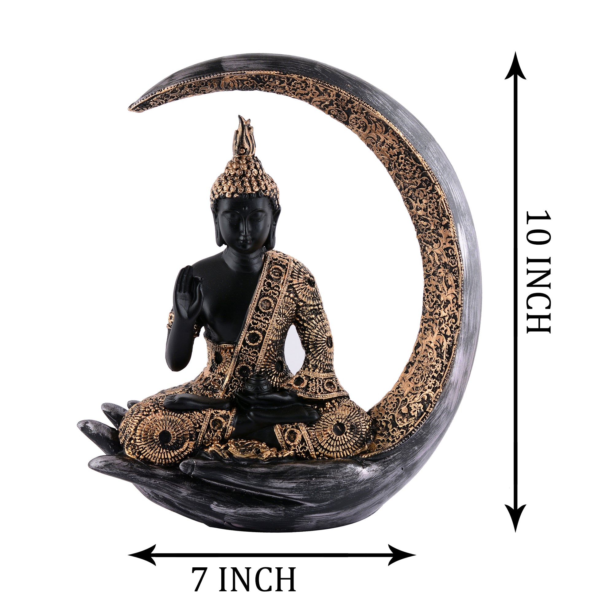 Buddha Sitting On Chand Black with Copper Work
