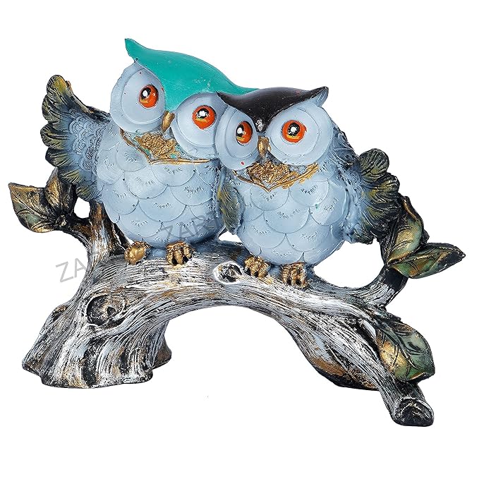 Owl Pair Sitting on Tree Showpiece