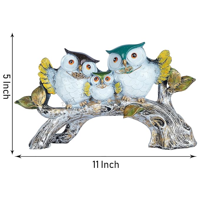 Owl Trio Sitting on Tree Showpiece