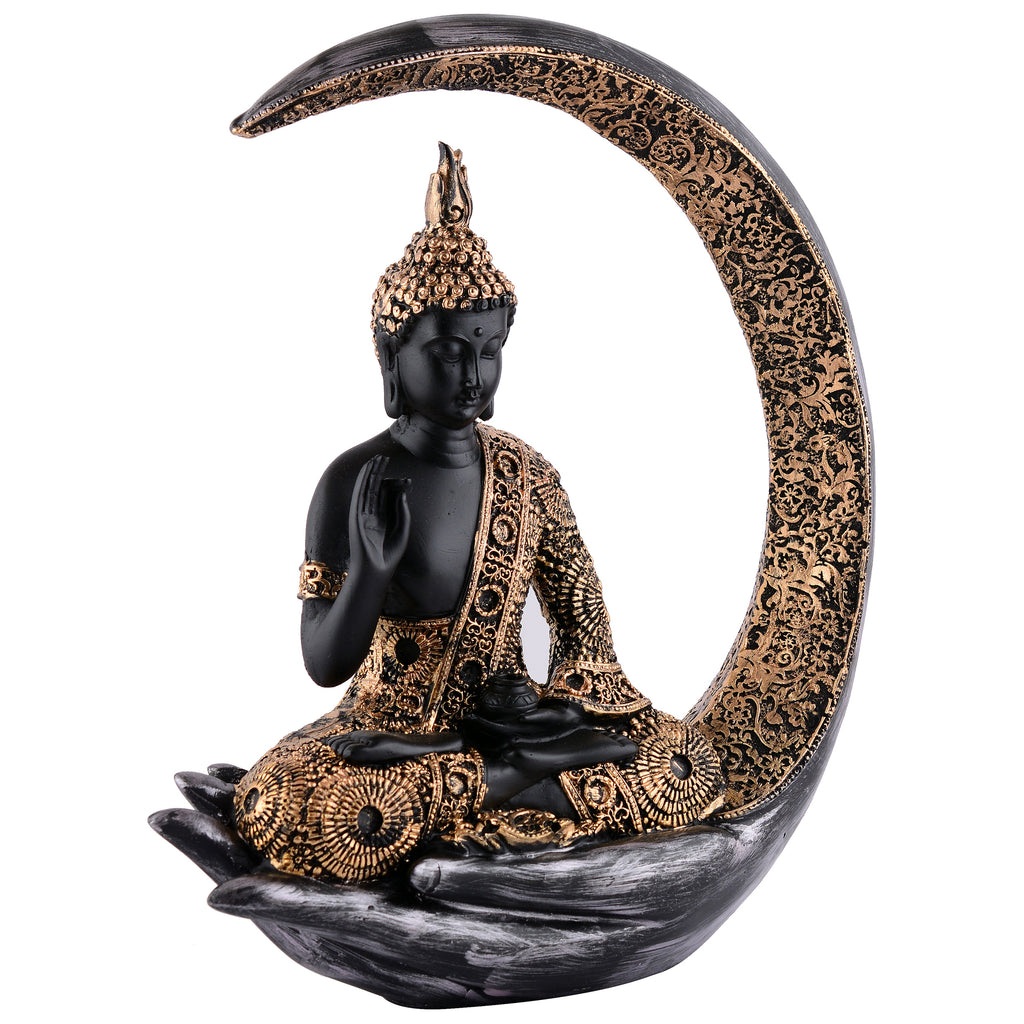 Buddha Sitting On Chand Black with Copper Work