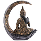 Buddha Sitting On Chand Black with Copper Work