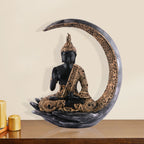 Buddha Sitting On Chand Black with Copper Work