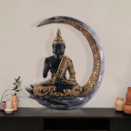 Buddha Sitting On Chand Black with Copper Work