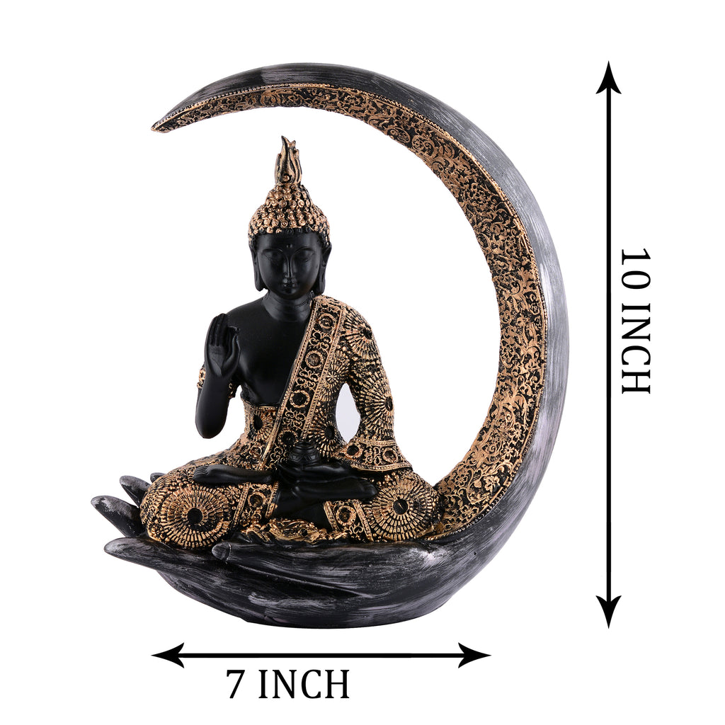 Buddha Sitting On Chand Black with Copper Work