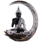 Buddha Sitting On Chand Black with Silver Work
