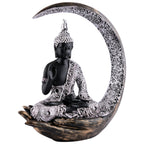 Buddha Sitting On Chand Black with Silver Work