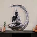 Buddha Sitting On Chand Black with Silver Work