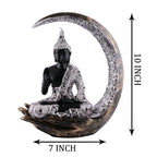 Buddha Sitting On Chand Black with Silver Work