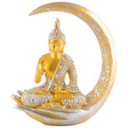 Buddha Sitting On Chand Golden with Silver Work