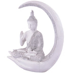 Buddha Sitting On Chand White with Silver Work