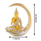 Buddha Sitting On Chand Golden with Silver Work