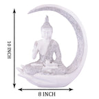 Buddha Sitting On Chand White with Silver Work