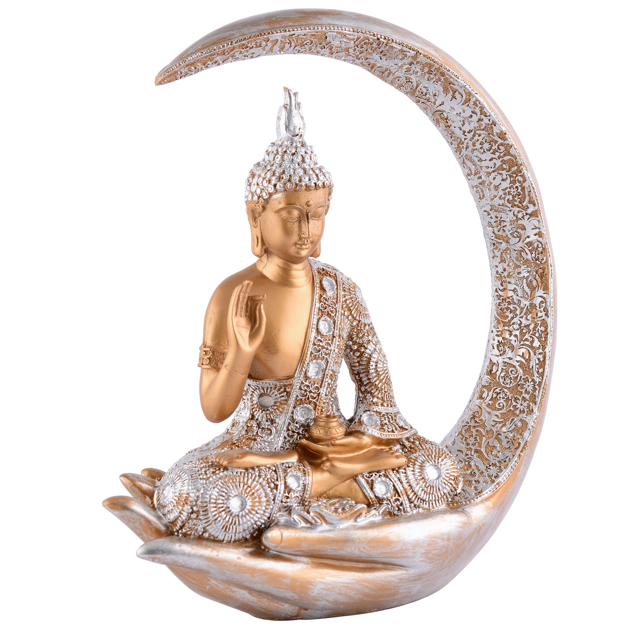 Buddha Sitting On Chand Copper with Silver Work