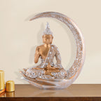 Buddha Sitting On Chand Copper with Silver Work