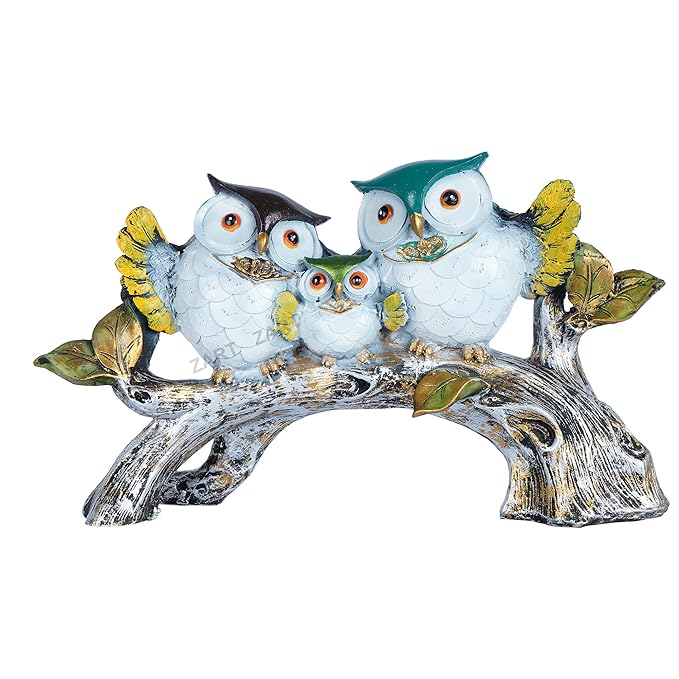 Owl Trio Sitting on Tree Showpiece