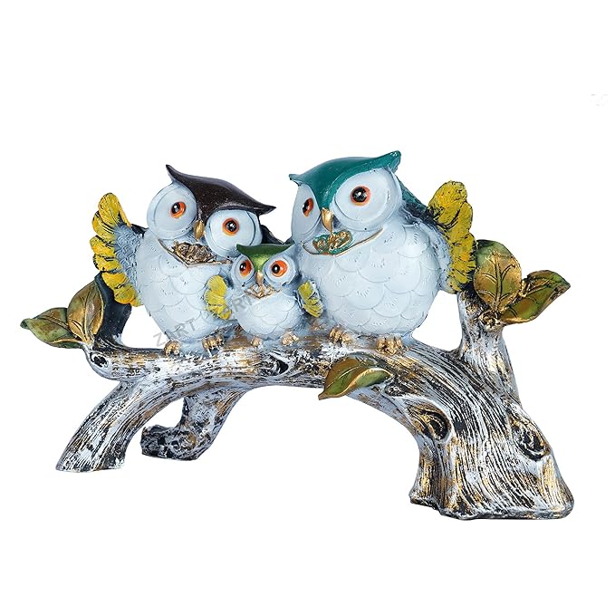Owl Trio Sitting on Tree Showpiece
