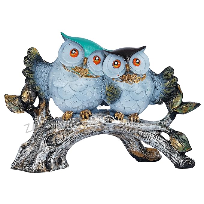 Owl Pair Sitting on Tree Showpiece
